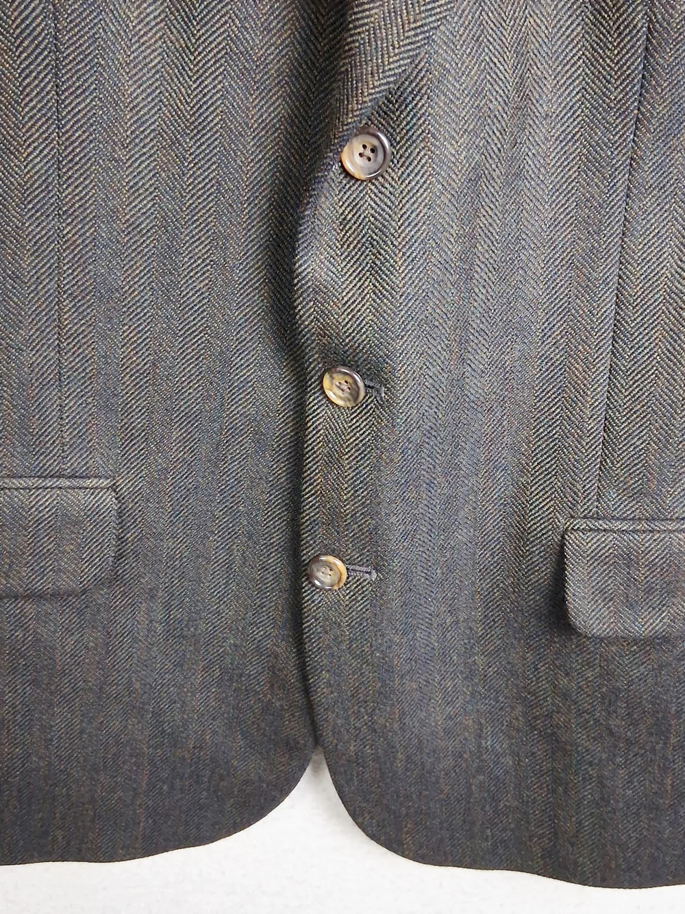 VTG Oscar de la Renta Herringbone Tweed Blazer Jacket 42R Wool 3 Button Brown